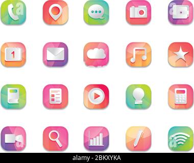 phone and mobile app buttons icon set over white background, detailed design, vector illustration Stock Vector