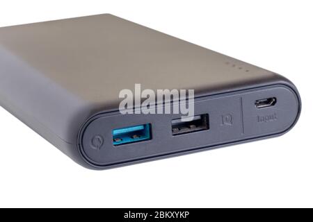 battery charger or Power bank with high speed charging usd port isolated on a white background Stock Photo