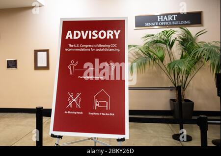 Washington, United States. 05th May, 2020. Coronavirus awareness sign around the U.S. Capitol encouraging social distancing. Credit: SOPA Images Limited/Alamy Live News Stock Photo