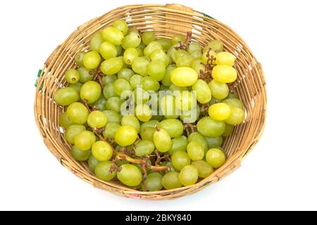 Fresh green grapes isolated on white background with clipping path. Stock Photo