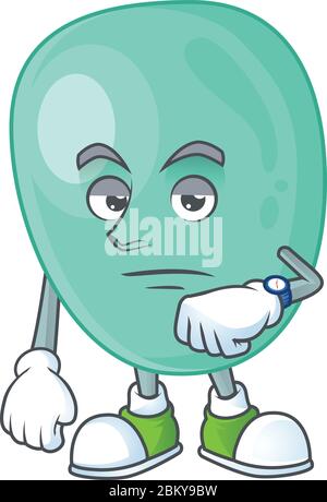 Staphylococcus aureus with waiting gesture cartoon mascot design concept Stock Vector