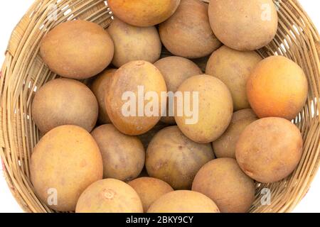 Chikoo or sapodilla fruit isolated on white background Stock Photo