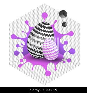 Abstract easter card. Easter egg with geometric ornament Stock Vector