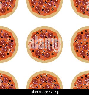 Pizza seamless pattern element , isolated on clean white background Stock Vector