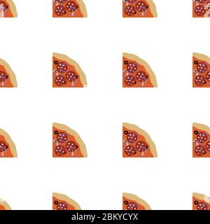 slice of pizza seamless pattern element , isolated on clean white background Stock Vector