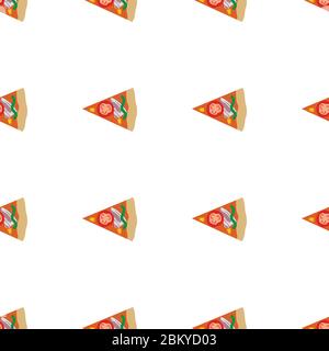 slice of pizza seamless pattern element , isolated on clean white background Stock Vector
