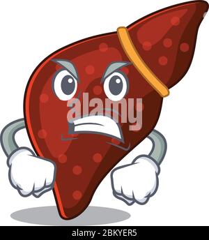 Mascot design concept of human cirrhosis liver with angry face Stock Vector