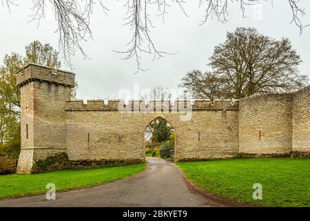 Herefordshire, England, April 3, 2019: Entrance to Croft Castle. Stock Photo