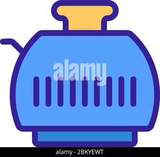 rear view of toaster with toast icon vector outline illustration Stock Vector