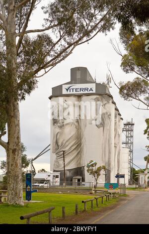 Silo art by Guido van Helten, Coonalpyn, South Australia, Australia Stock Photo