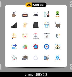 25 Creative Icons Modern Signs and Symbols of cap, tool, mountains, equipment, bathroom Editable Vector Design Elements Stock Vector