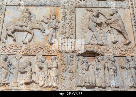 Basilica of San Zeno, bas-relief, Verona, Veneto, Italy Stock Photo