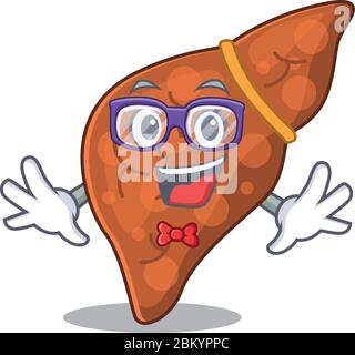 Mascot design style of geek human fibrosis liver with glasses Stock Vector