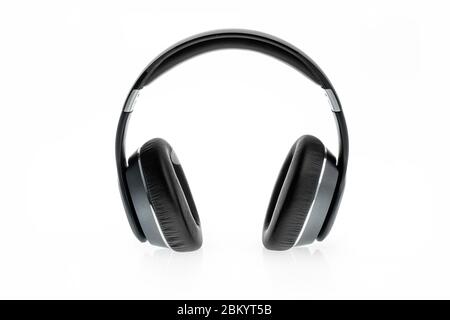 Black headphone isolated on white background Stock Photo