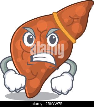 Mascot design concept of human fibrosis liver with angry face Stock Vector