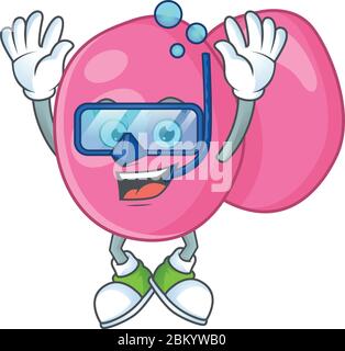 Mascot design concept of streptococcus pyogenes wearing Diving glasses. Vector illustration Stock Vector