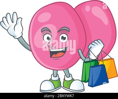 cartoon character concept of rich streptococcus pyogenes with shopping bags. Vector illustration Stock Vector