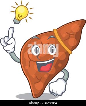 Mascot character design of human fibrosis liver with has an idea smart gesture Stock Vector