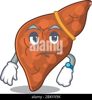 Mascot design of human fibrosis liver showing waiting gesture Stock Vector