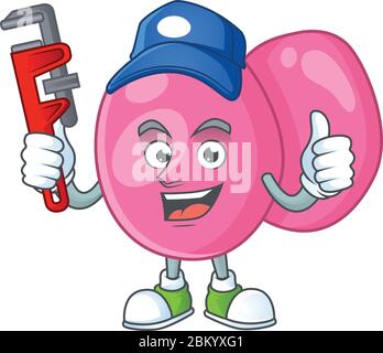 Mascot design concept of streptococcus pyogenes work as smart Plumber. Vector illustration Stock Vector