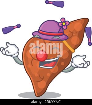 An attractive human fibrosis liver cartoon design style playing juggling Stock Vector