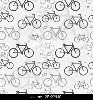 Classic bicycles, simple seamless pattern on gray Stock Vector