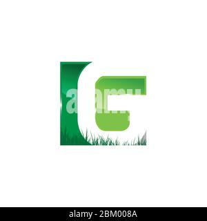 Typography letter G landscaping logo design vector. Letter G with grass in negative space for home landscaping logo design Stock Vector