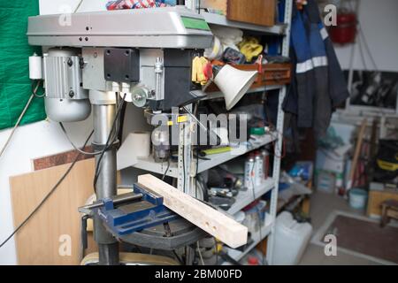 Drilling machine with laser sight in the workshop Stock Photo