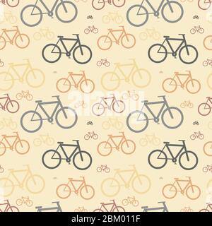 A lot of classic bicycles, vintage seamless pattern Stock Vector