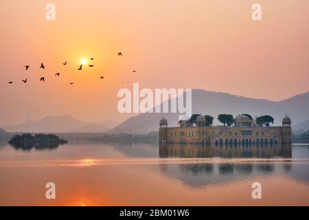 Tranquil morning at Jal Mahal Water Palace at sunrise in Jaipur. Rajasthan, India Stock Photo