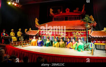 Traditional Vietnamese puppets at the Golden Dragon Water Puppet (Ho Chi Minh, Vietnam) Stock Photo