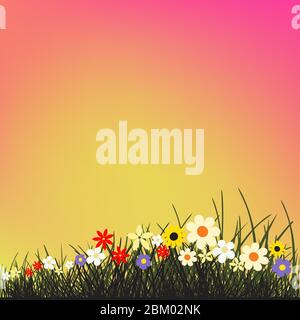 summer flowers grows in grass Stock Vector