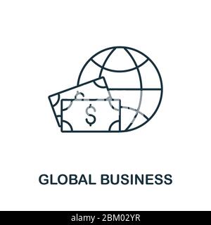 Global Business icon. Simple line element Global Business symbol for templates, web design and infographics Stock Vector