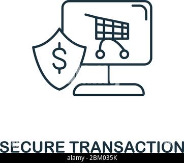 Secure payment icon Black line art vector in black and white outline ...