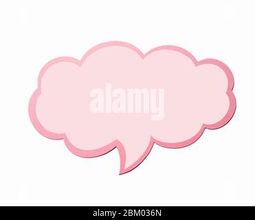Light pink speech bubble as a cloud with red border isolated on a white background. Copy space. Rose symbol of message. Stock Photo