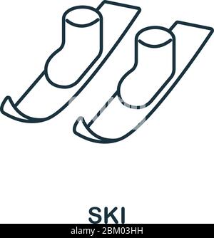 Ski icon from winter collection. Simple line element Ski symbol for templates, web design and infographics Stock Vector