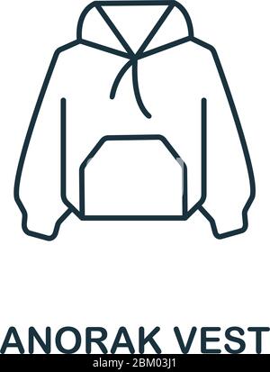 Anorak Vest icon from winter collection. Simple line element Anorak Vest for templates, web design and infographics Stock Vector