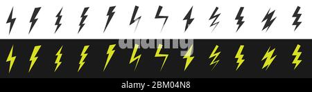 Lightning bolt icon set Stock Vector