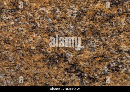 Grainy dark brown background with pink and black spots. Texture backdrop with small crumb pattern for interior design and kitchen countertop. Stock Photo