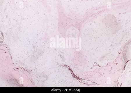 Abstract art background light pink and white colors. Watercolor painting on canvas with shiny sparkles and rose gradient. Artwork on paper with lilac Stock Photo
