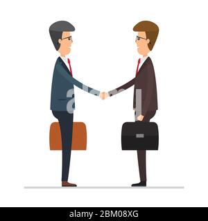 Businessman shake hands. Cooperation concept. Vector illustration isolated on white background. Flat design. Stock Vector
