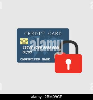 Credit card security. Protection credit card. Vector illustration in flat design. Stock Vector