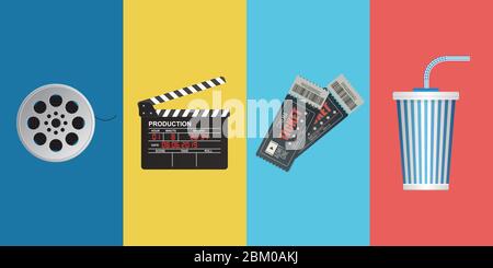Cinema objects vector illustration isolated Stock Vector