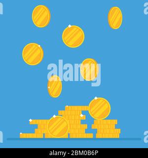 Coins vector illustration in flat design. Golden coins stack Stock Vector
