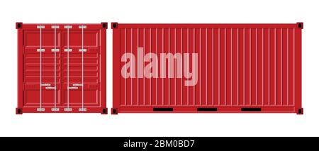 Cargo container vector illustration isolated on white background. Stock Vector