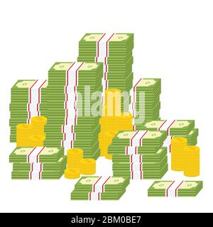 Coins and banknotes vector illustration isolated on white background Stock Vector