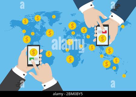 Currency exchange concept. Vector illustration in flat design. Stock Vector