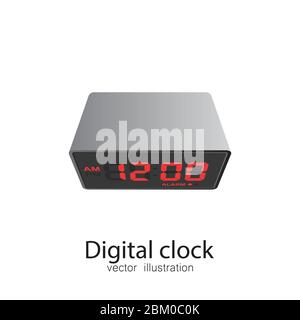 Digital clock vector illustration isolated on white background. Stock Vector