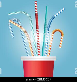 Drinking straws in a cup vector illustration Stock Vector
