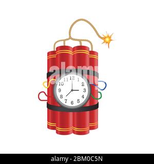 Dynamite with burning fuse vector illustration isolated on white background Stock Vector